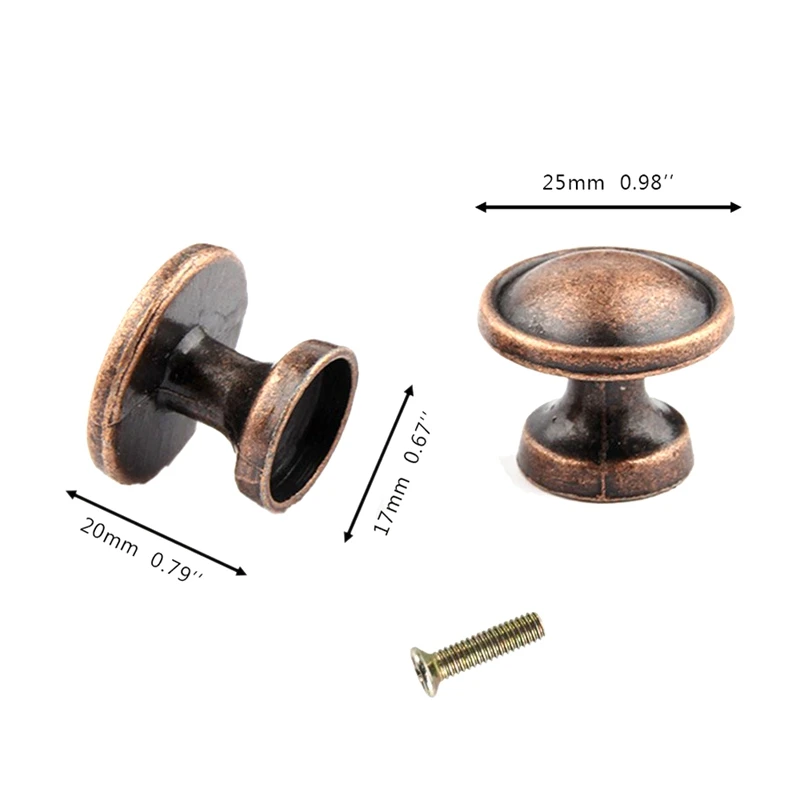 Винтажные медные ручки для кухонных шкафов и ящиков 25 мм (12 шт.)