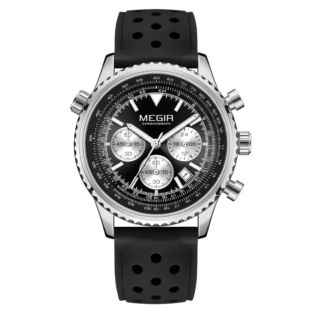 MEGIR брендовые оригинальные роскошные модные часы для мужчин деловые силиконовые