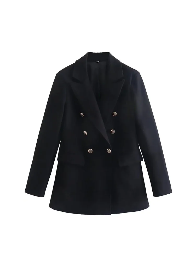 

BM&MD&ZA 9128646 Women 2022 New Fashion Double placket Slim fit Blazer Coat Vintage Long Sleeve Female Outerwear Chic 9128/646