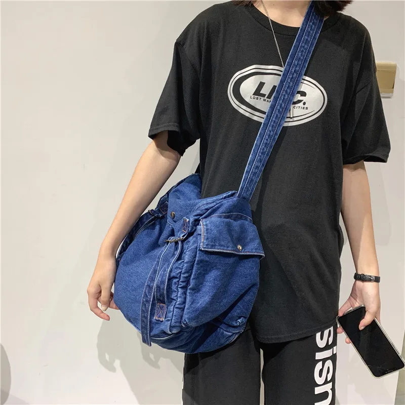 Multi Pockets Canvas Big Size Handbag Female Male Teenager Student Over Large High Street Hip Hop Fabric Zipper Messenger Bag images - 6