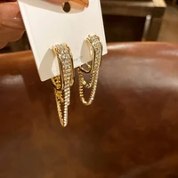 2022 new gold jewelry rhinestone tassel earrings for women fashion jewelry temperament crystal dangle pendientes mujer