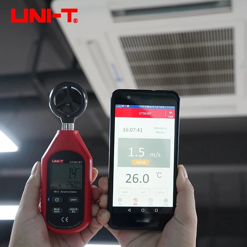 Мини цифровой Bluetooth Анемометр UNI-T UT363BT Ручной эргономичный термометр ветромер