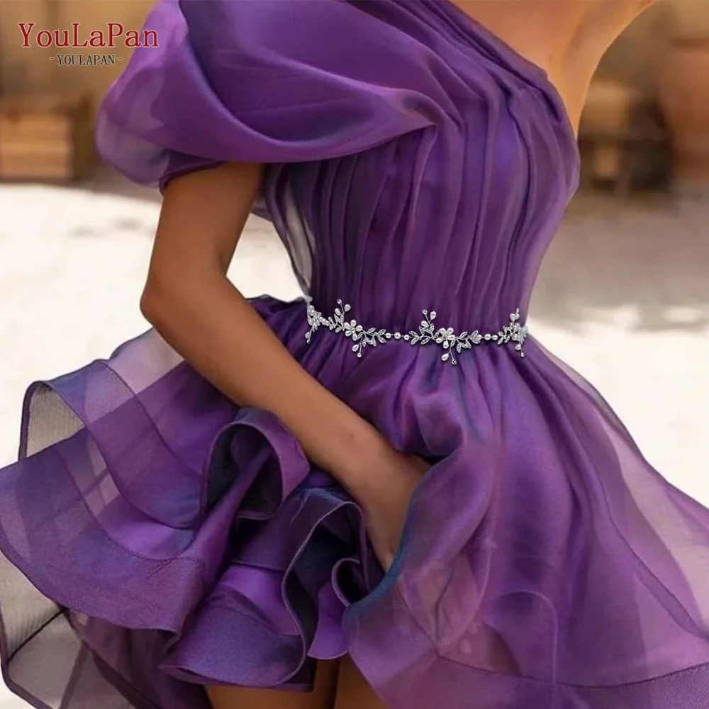 

YouLaPan Bridal Belts Wedding Sash Belt Pearl Alloy Leaf Women Robe Evening Gown Belt Wedding Accessories Jewel Belt SH152