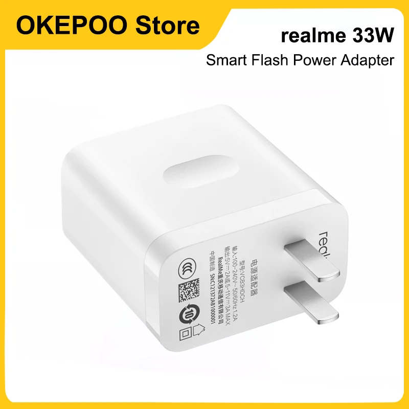 

Original realme 33W Smart Flash Power Adapter Multi-device compatibility Charger for realme V25 Q5i V23