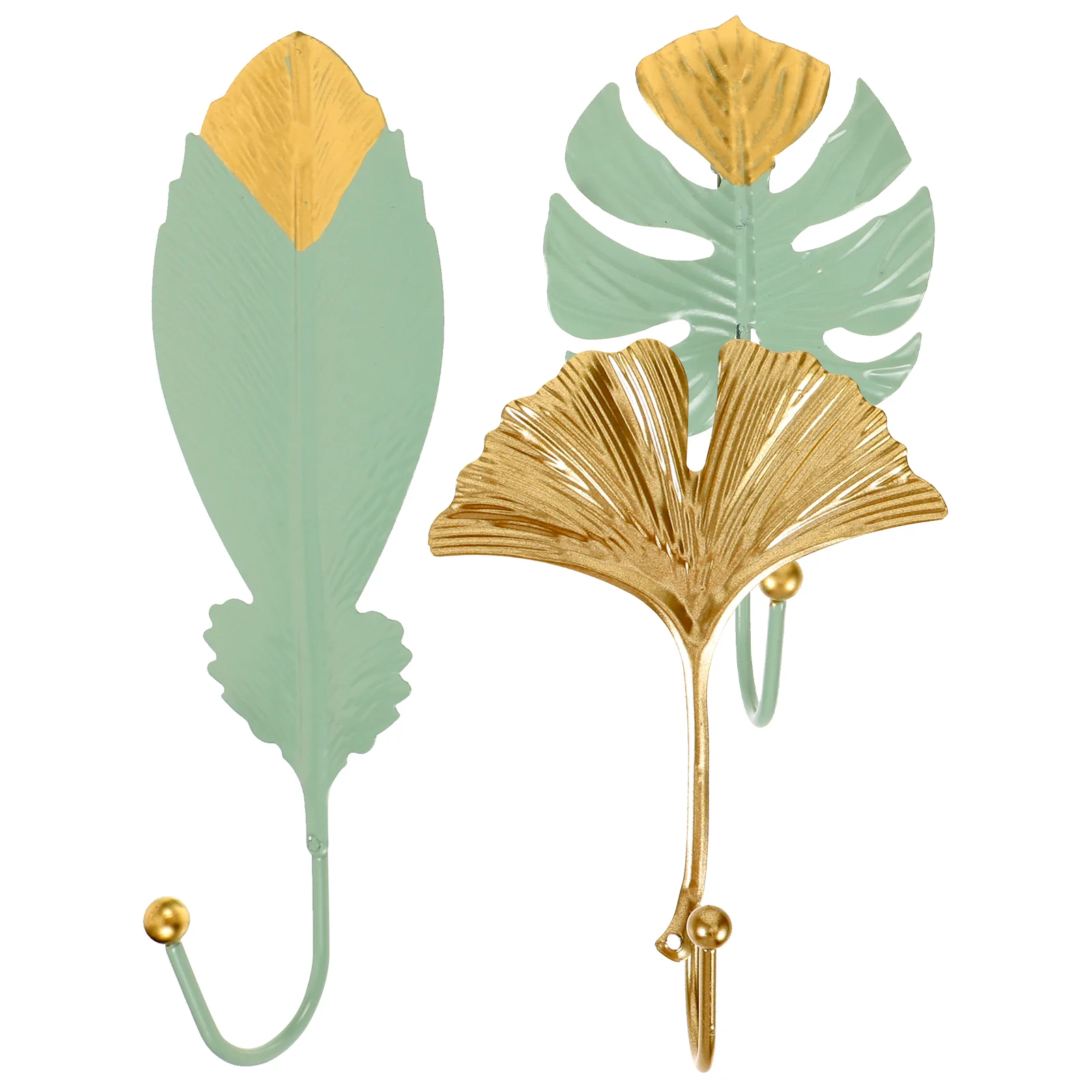 

3pcs Towel Hook Punch Free Hat Hook Leaf Shape Decorative Hook Supply For Wall