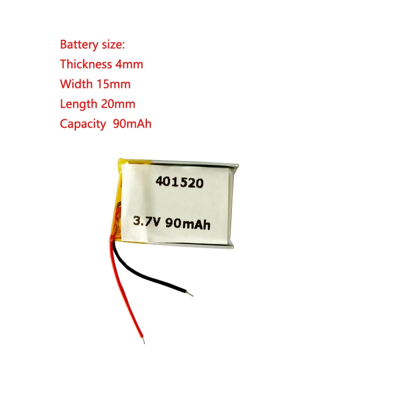 

Model 351420 401420 401520 3.7v 90mah 0.333wh Lithium Polymer Rechargeable Battery For Bluetooth Earphones, Mini Wearabl
