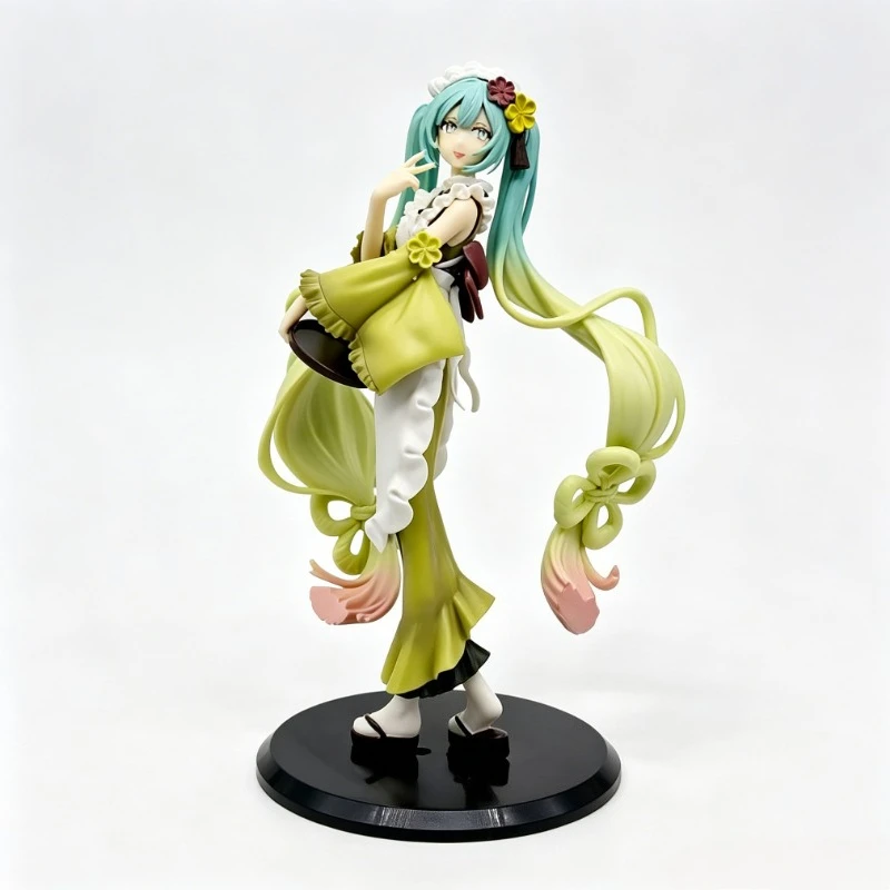 Фото Модные коллекционные фигурки-украшения Hatsune Miku PVC Matcha Parfait Maid Version 20 см: Сексуальная красивая девушка из аниме-игры, сопутствующий подарок №2