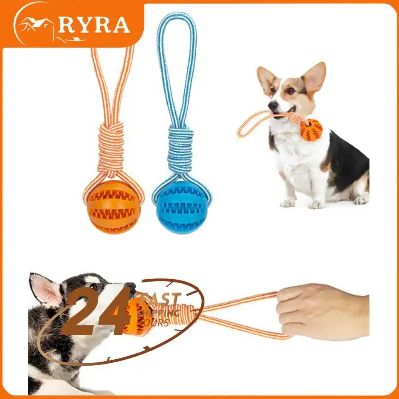 

1PCS Dog Toys Interactive Hemp Rope Rubber Leaking Balls Treat Balls For Pet Tooth Cleaning Small Dogs Chewing Bite Resistant