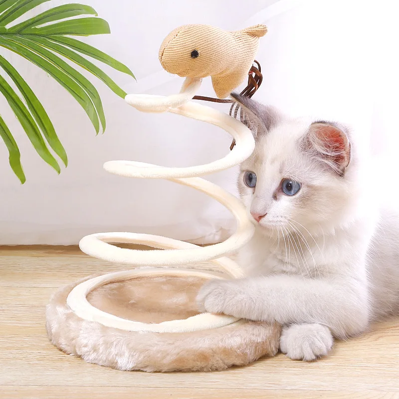 2022 New Pets Cats Toys Scratching Tree Sticks Toys Funny Interactive Spring Spiral Mouse Toy Kitten Cat Training Playing Tools