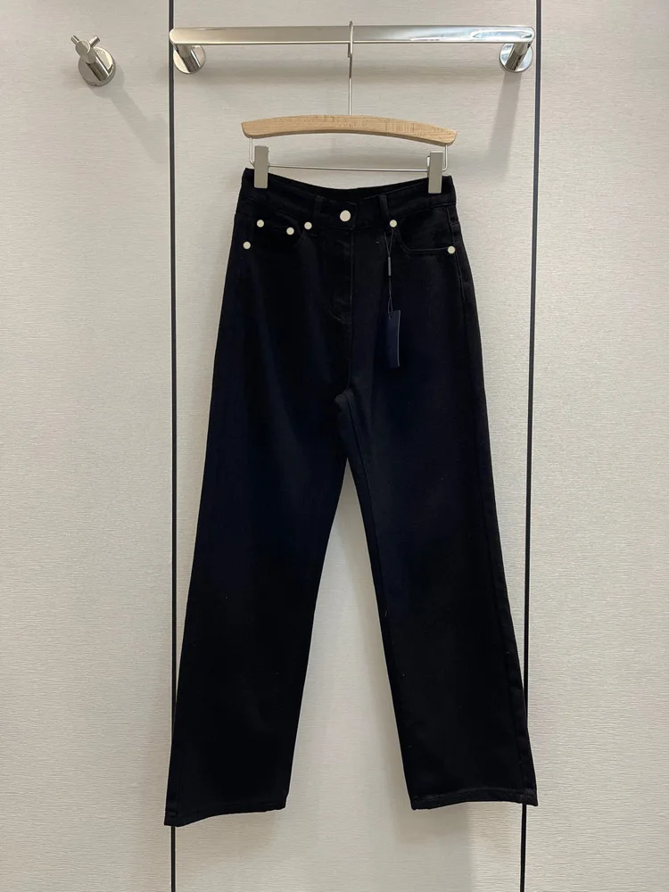 

Luxury Denim Pants High-waisted Straight-leg Jeans Retro Simple All-match Slim Casual Trousers Women's High-end Long Pants