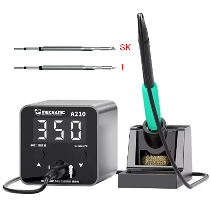 

Настольный паяльник MECHANIC A210, интеллектуальный светодиодный большой дисплей, C210, нагревательный сердечник, защита от короткого замыкания, сварочная станция