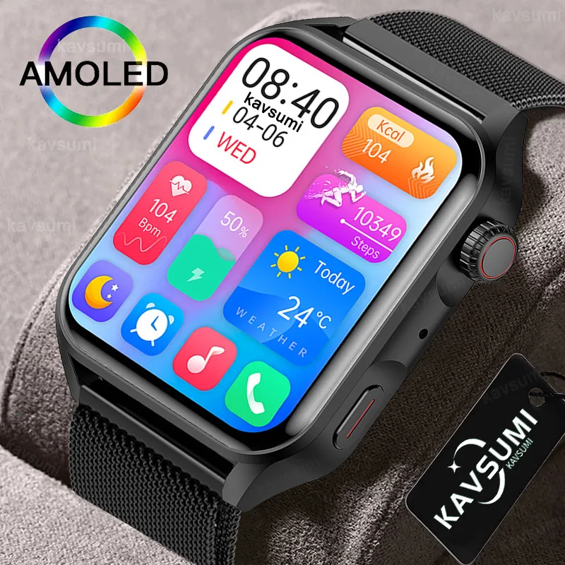 2023 New Smartwatch Mens AMOLED HD Screen Bluetooth Call IP68 Waterproof Heartrate Music Sport Women Smart Watch For Android IOS