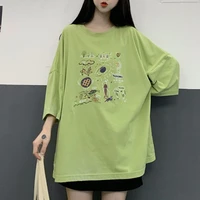 plus size women short sleeve t shirts clothes summer print top basic o neck casual tees for girls oversize t tshirt 5xl