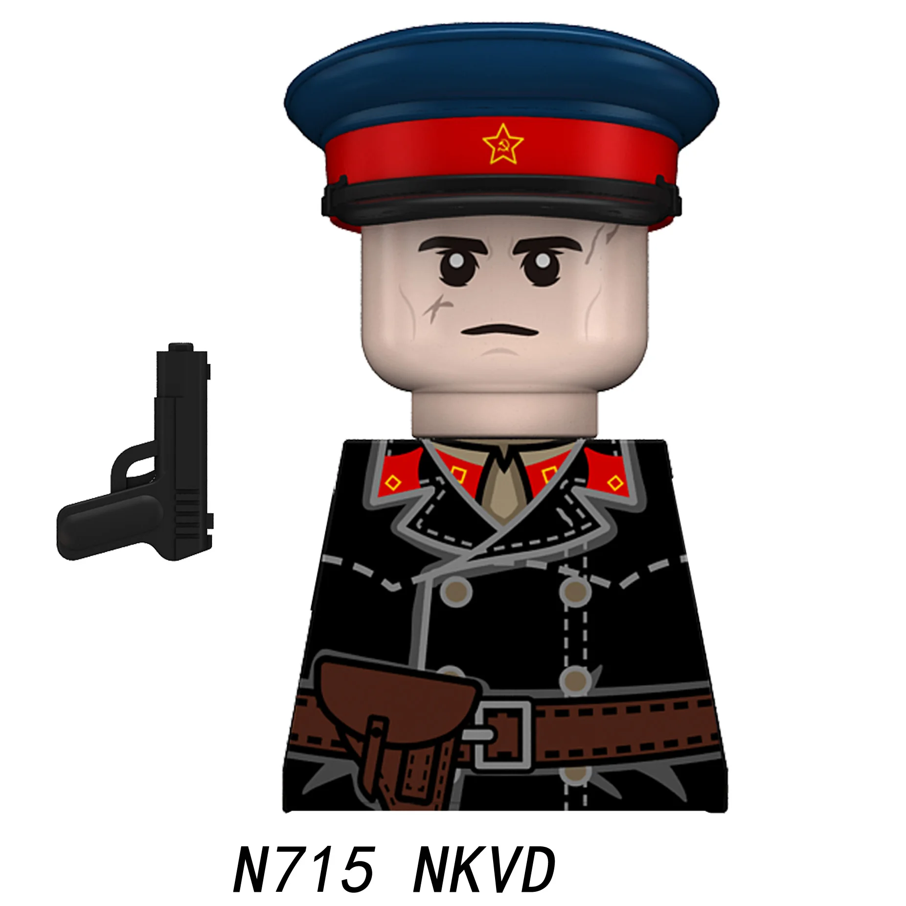 Фото Конструктор MOC: Фигурки советских солдат НКВД времен ВОВ, военная пехота, офицеры (лейтенанты) N715-718, оружие, кирпичики, игрушки №3
