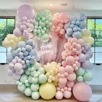 doubled macaron balloons garland birthday party decor blue green maca pink yellow balloon arch baby shower wedding decoration