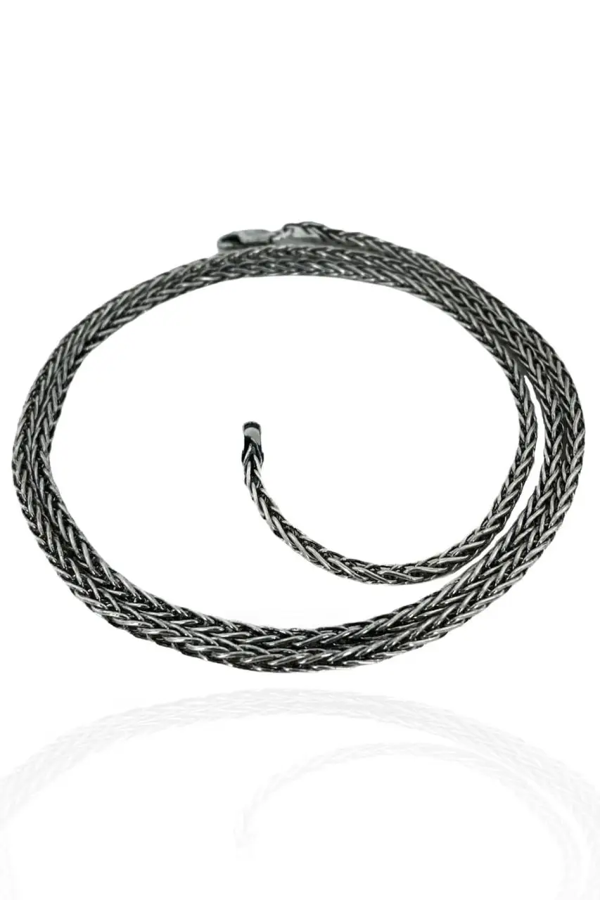

70 cm Fox Tail 3.2mm Men Chain Silver Necklace