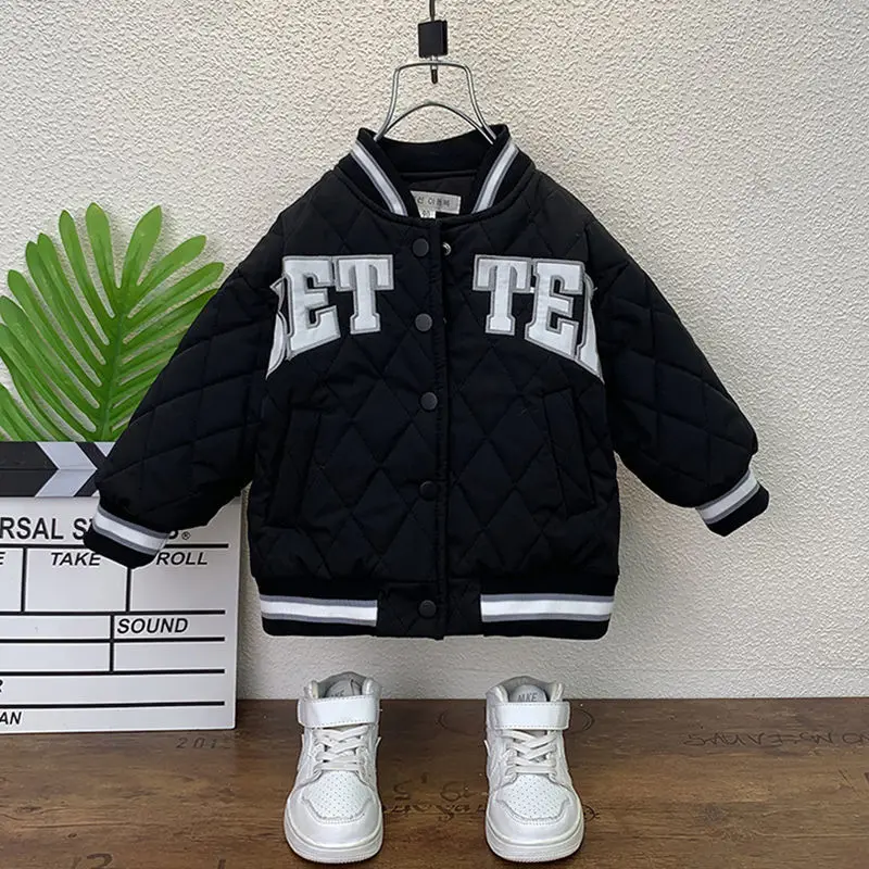 Aurumn мальчик хлопковое Стеганое пальто детская зимняя куртка бейсбольный костюм