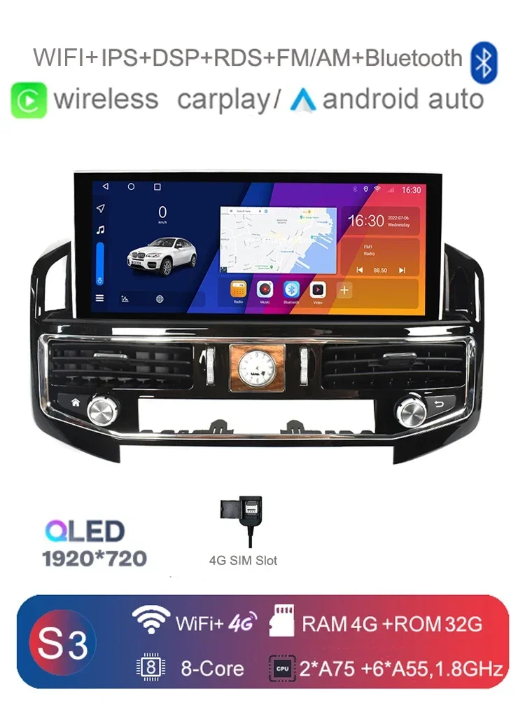 

Carplay Auto Android 14.0 8G + 256G 360 камера IPS автомобильный DVD-плеер GPS WIFI Bluetooth радио для TOYOTA LAND CRUISER LC200 2008-2020