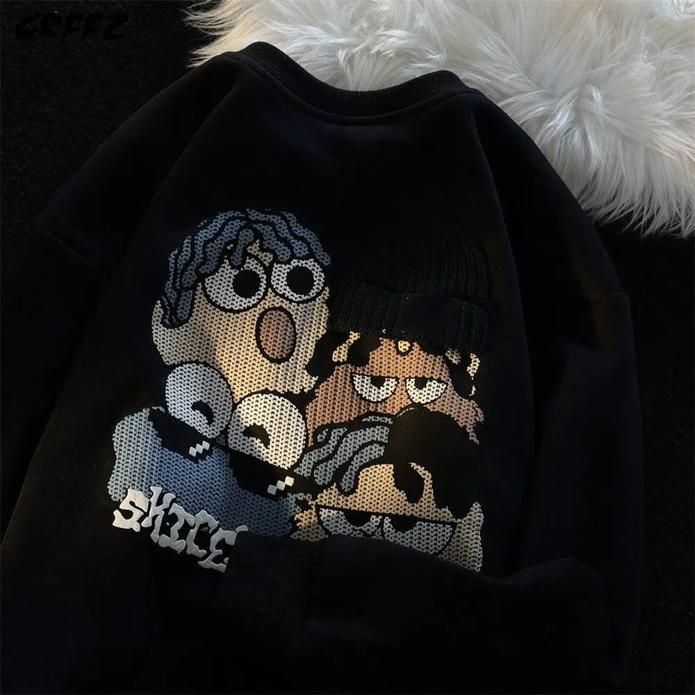 Новинка весенне-осенний свитер с круглым вырезом и мультяшным принтом брендовая