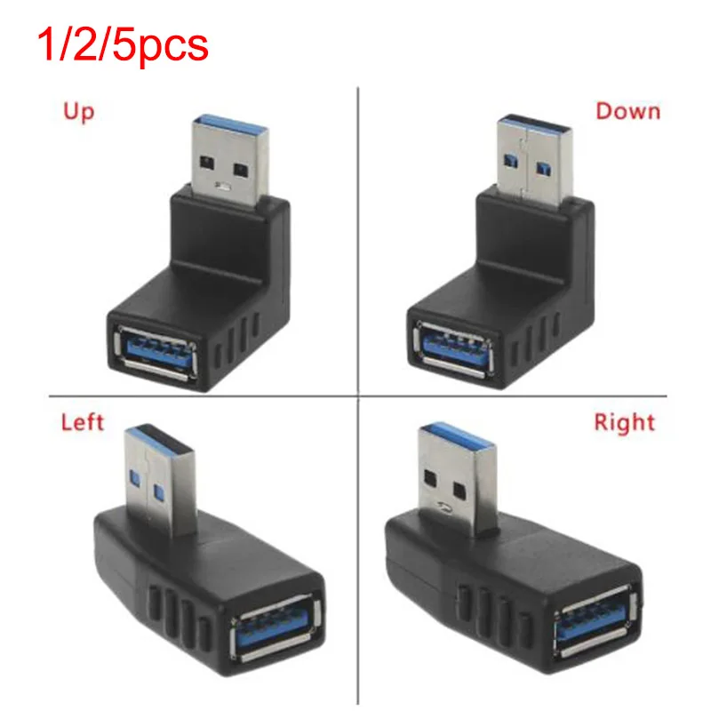 

1/2/5pcs USB 3.0 A Male to Female Adapter Connector plug cable Extension Extender 90 Degree Angle Coupler For Laptop PC