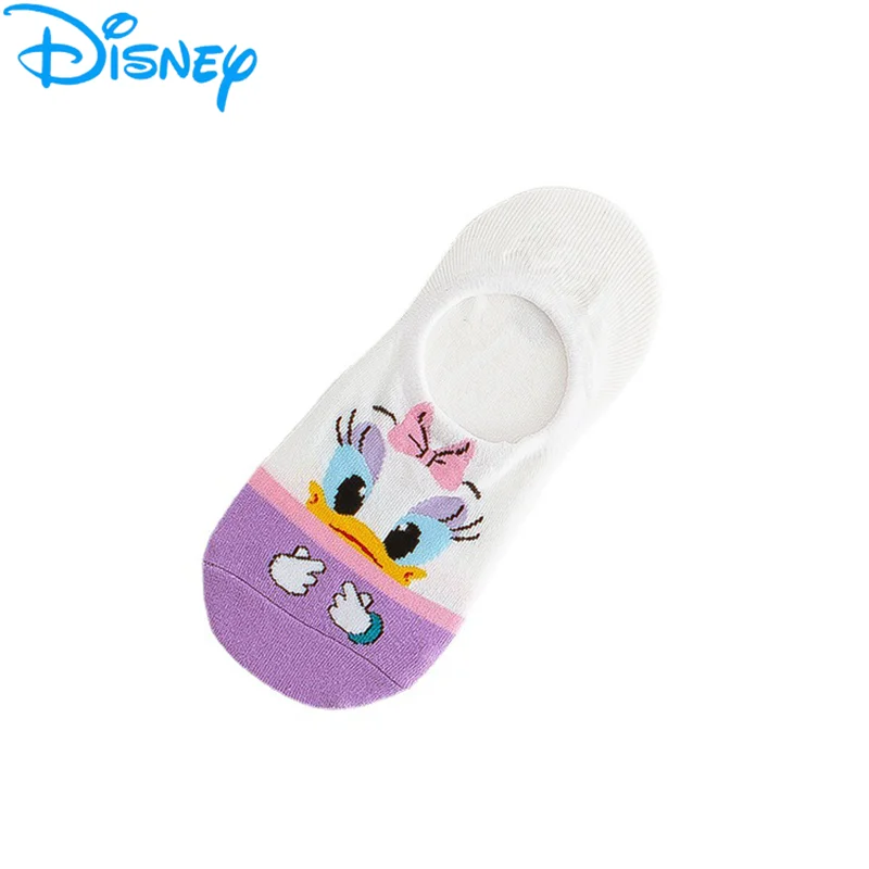 1pair Disney Daisy Minnie Women Invisible Boat Socks Summer Mujer Silicone Non-slip Ankle Low Female Cotton Show Breathable