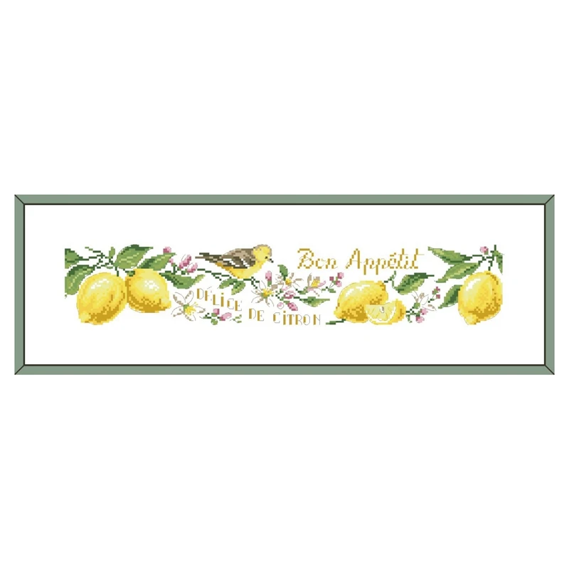 Набор для вышивки Lemon and птица и крест цветочный дизайн хлопковая шелковая нить 14ct