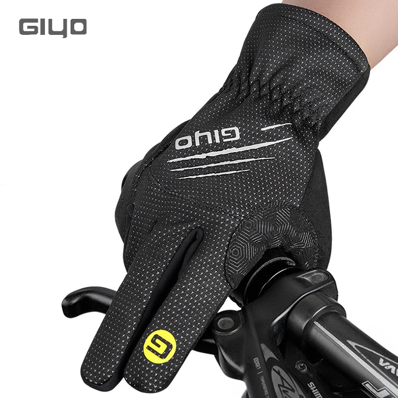 

Giyo Winter Warm Cycling Gloves Windproof SBR Palm Shock-absorbing Velvet Lining Thermal Bicycle Gloves Fingertip Touch Screen