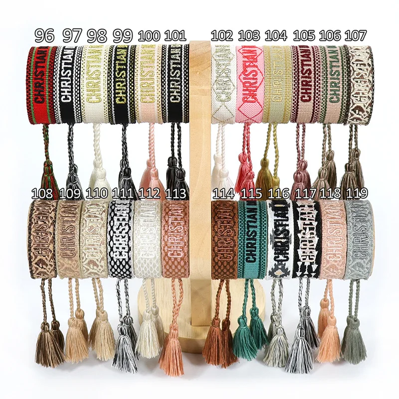 

Fashion Embroidered Wrist Band Tassel Luxury Letters Braided Bracelets For Women Girl Men Christmas Party Gifts