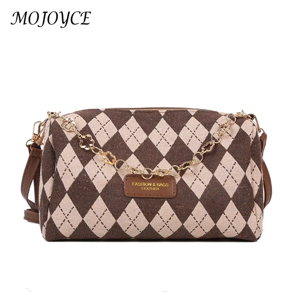 

Women Shoulder Bags Vintage Lattice Crossbody Bags Pure Color Casual Female Purse Woven Fabric Friends Presents Supplies