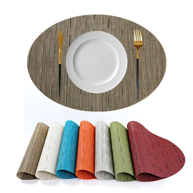 

4/6Pcs Oval PVC Table Placemats Heat Resistant Easy to Clean Woven Vinyl Stain Proof Hotel Home Kitchen Dining Mats