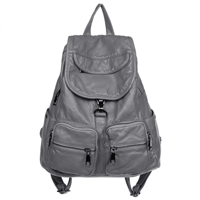 

New Fashion Soft Washed Leather Backpack for Girl Waterproof High Quality Vintage Backpacks Large Multifunctional Cool Bagpack