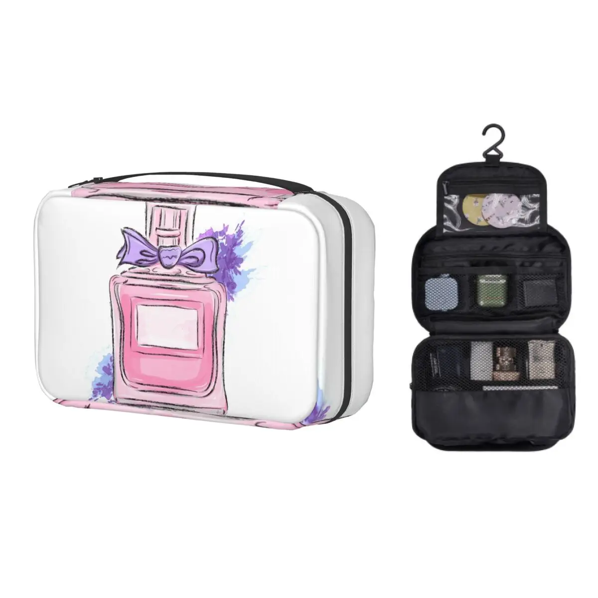 

Hanging Travel The Pretty Perfume Bottle Toiletry Bag Portable Pink Girly Scents Makeup Cosmetic Organizer Storage Dopp Kit Case