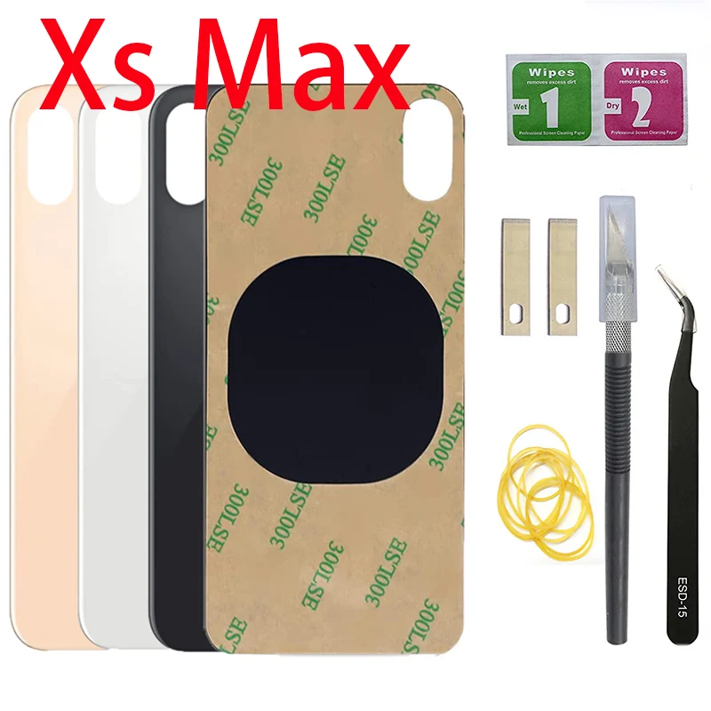 Замена заднего стекла с большим отверстием для iPhone XsMax, 3,5-дюймовый, все переносчики с клейким веществом 3M для моделей A1921, A2101, A2102,A2104