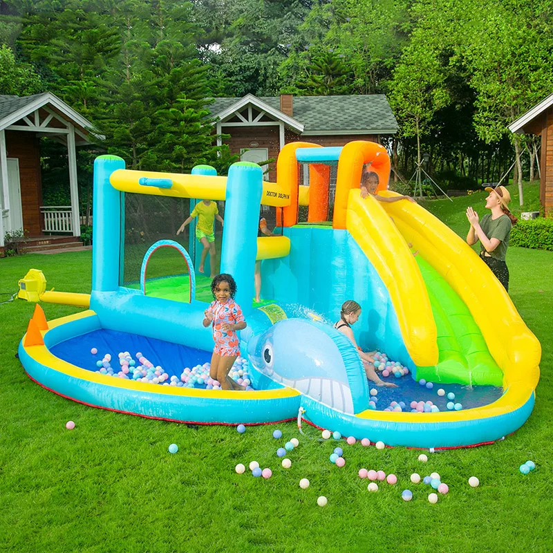 

New Inflatable Bounce House Jumping Bouncer with Air Blower Splash Pool Kids Slide Park for Outdoor Playing Amusement Paradise