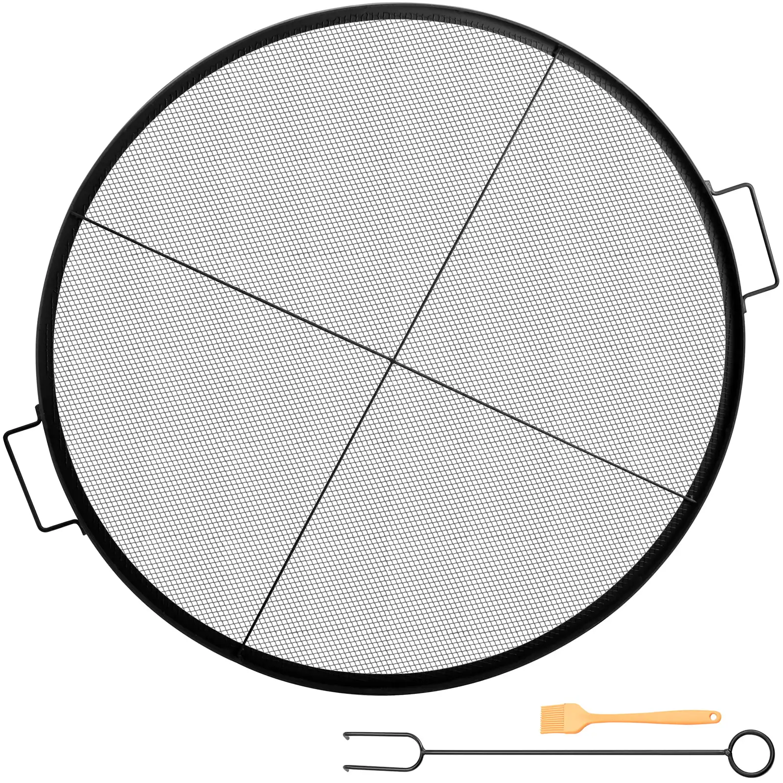 

Round Fire Pit Grate, 25" Diameter Fire Pit Grill Grate, X-Marks Round Grill Grate, Black Steel Fire Grate, Fire Pit Cooking Gra