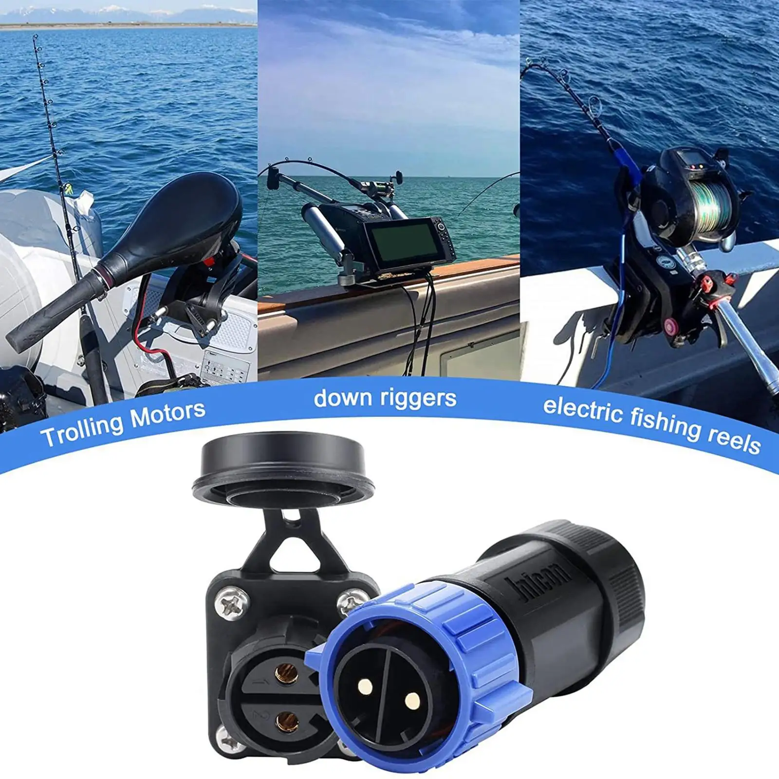 

Plug Receptacle Set Waterproof Connector Connector for Freshwater Saltwater DC Powered Device