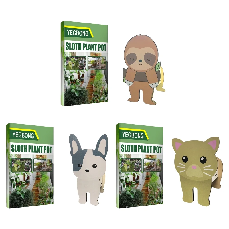 

Cute Cartoon Animal Wooden Flower Pot Vase Planter Plant Pots Container Organzier for Indoor Outdoor Garden Succulents