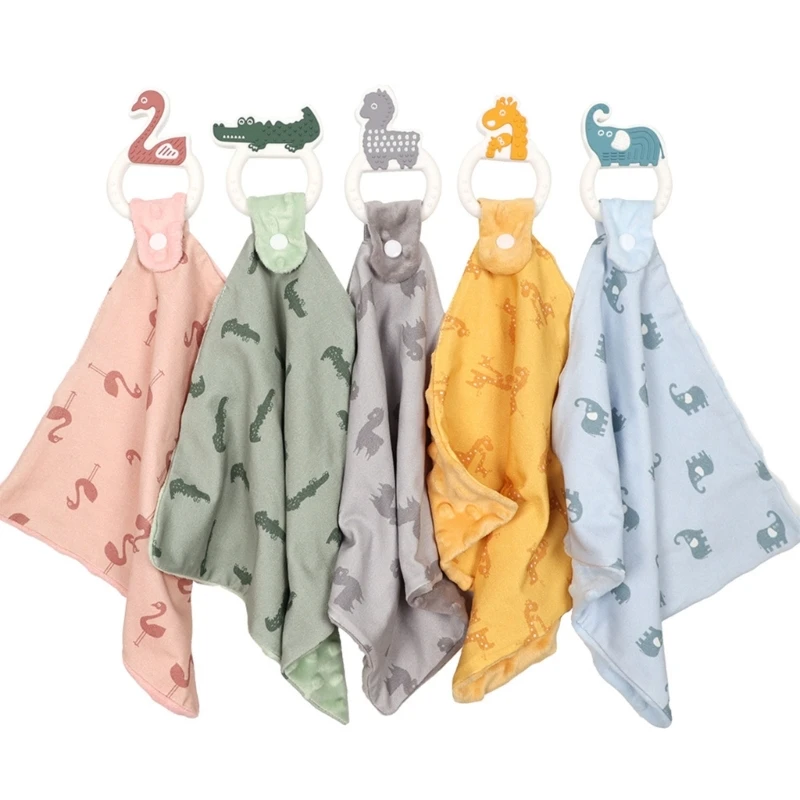 

Square Towel Baby Blankets Newborn Soothe Appease Towel Cotton Baby Comforter Burp Silicone Teether Baby Stuff for Kids