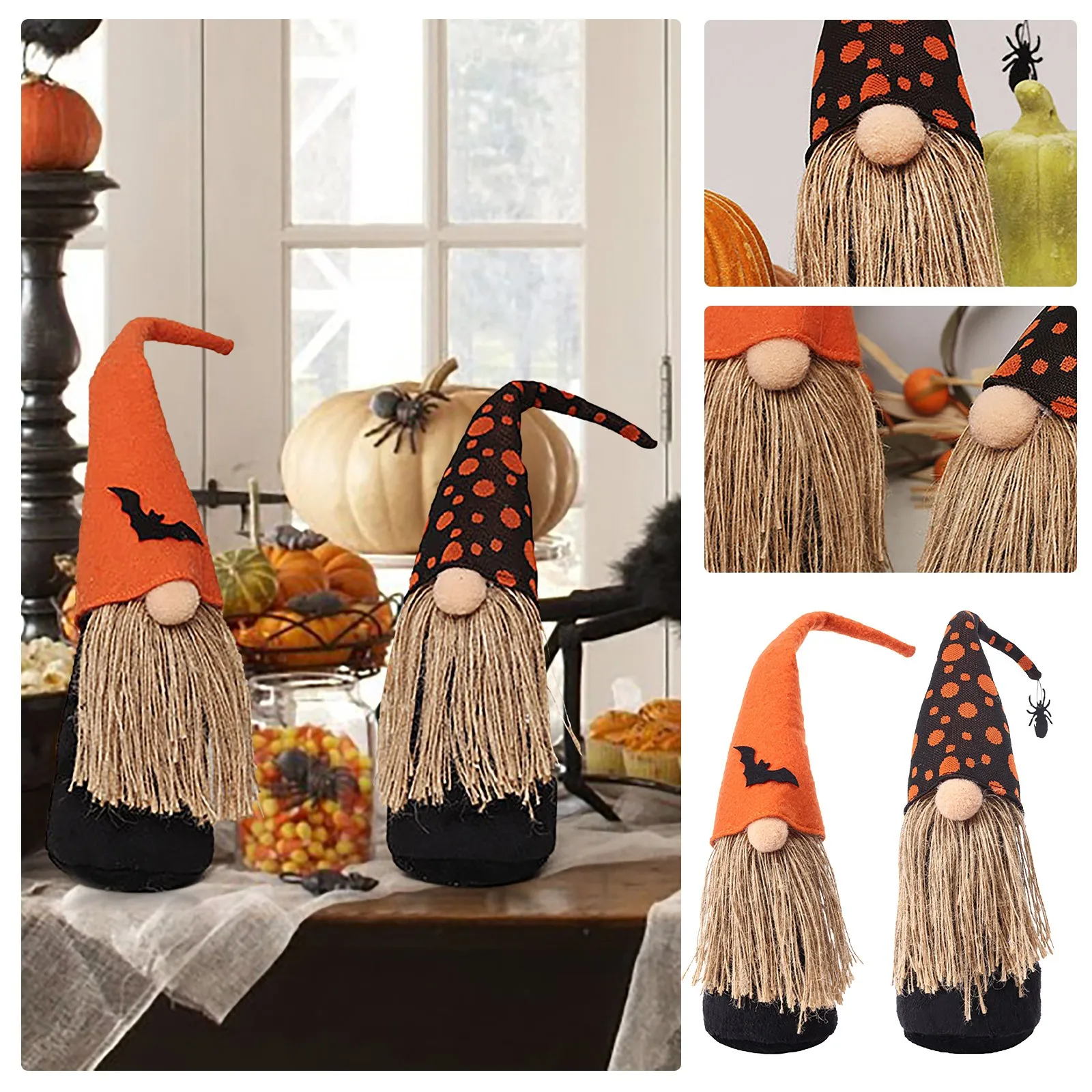 

Halloween Gnomes Decorative Ornaments Top Hat Short Mini Christmas Ornaments Balls Glass Bulb Ornaments Set Garden Gnomes Lot
