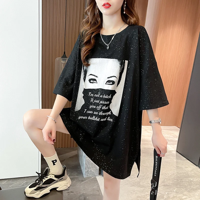 

East gate European and American head letter short sleeve T shirt women spring and summer trend loose show thin fashion jacket