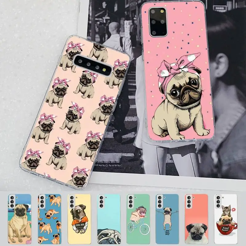 

Cartoon Cute Pug Dog Phone Case for Samsung S21 A10 for Redmi Note 7 9 for Huawei P30Pro Honor 8X 10i cover