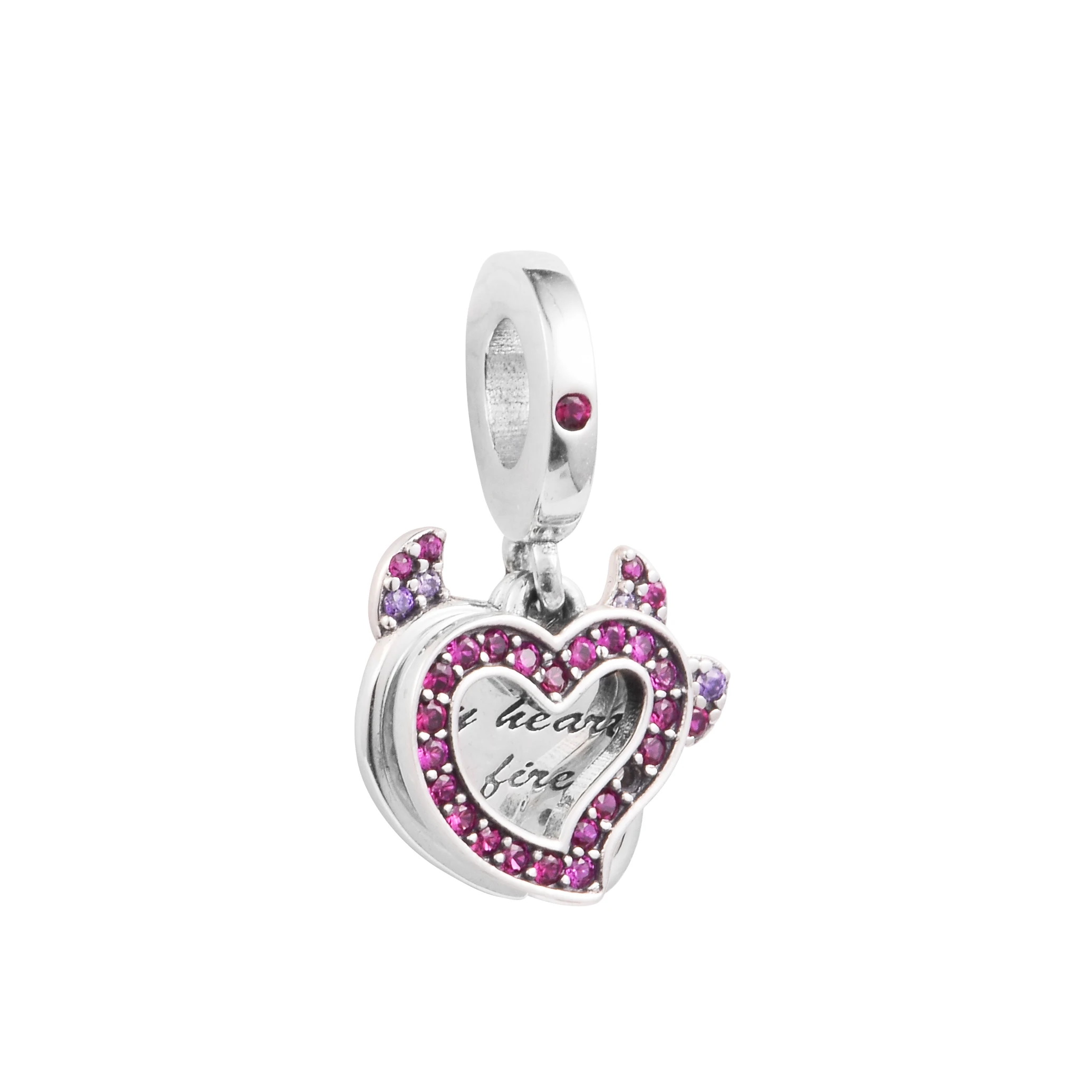 

Fits Pandora Bracelet 925 Sterling Silver Devil Heart Double Dangle Charms Crystal Beads for Women Jewelry DIY Gift 2023 New In