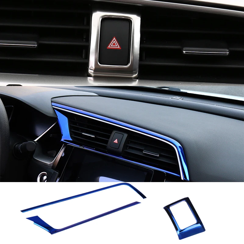 

3 PCs/set Car Dashboard Emergency Light Lamp Switch Warning Button Trim Cover Air Outlet Frame Trim For Honda Civic 10th Style