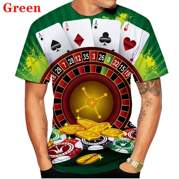 

Men /women Casual Gambling Graphic Short Sleeves Hip Hop Tees Las Vegas Casino Poker Dice Printed Funny 3d T-Shirt