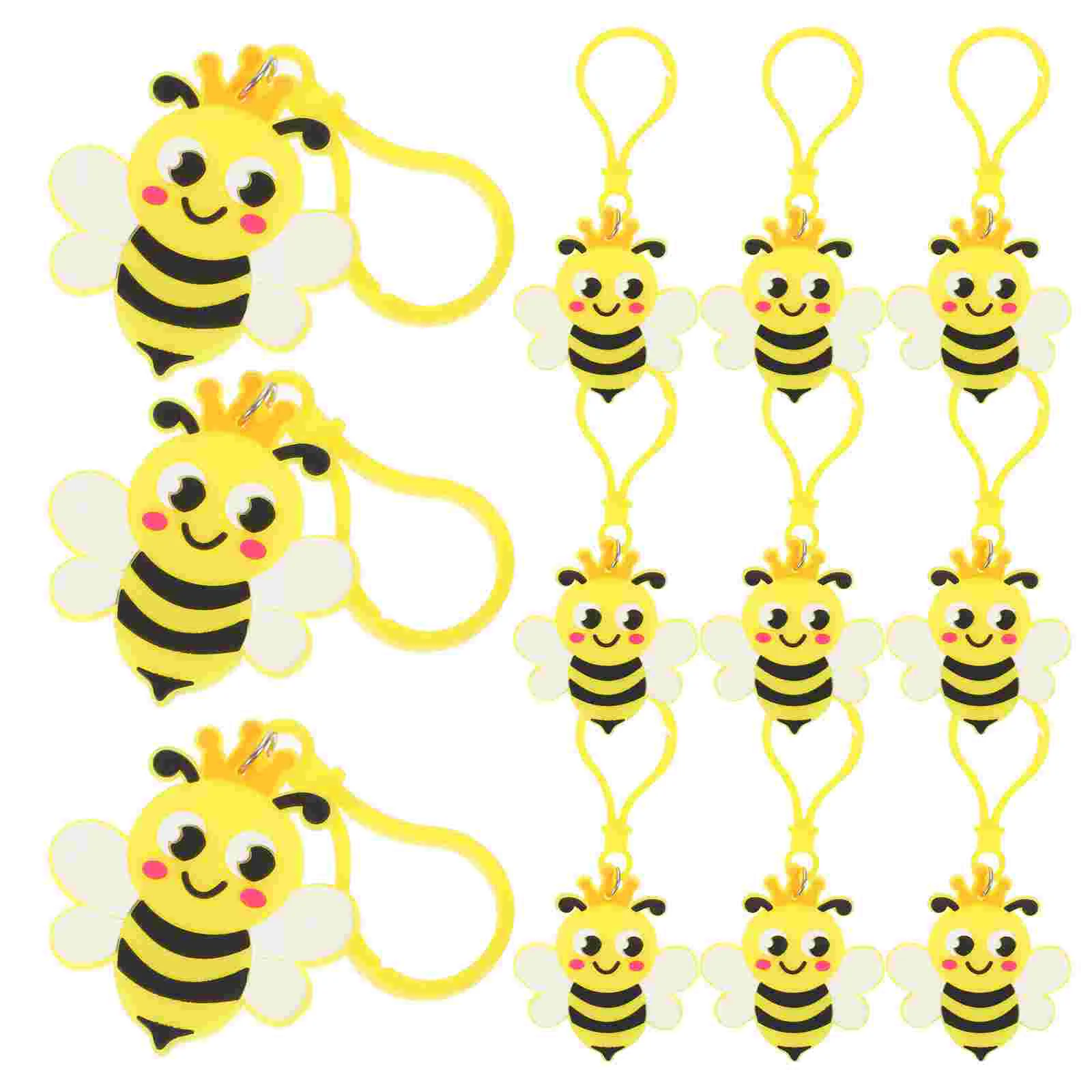 

24 Pcs Cute Keychains Car Purse Pendant Bag Aesthetic Pvc Party Favors Bee Keyrings Miss Fob