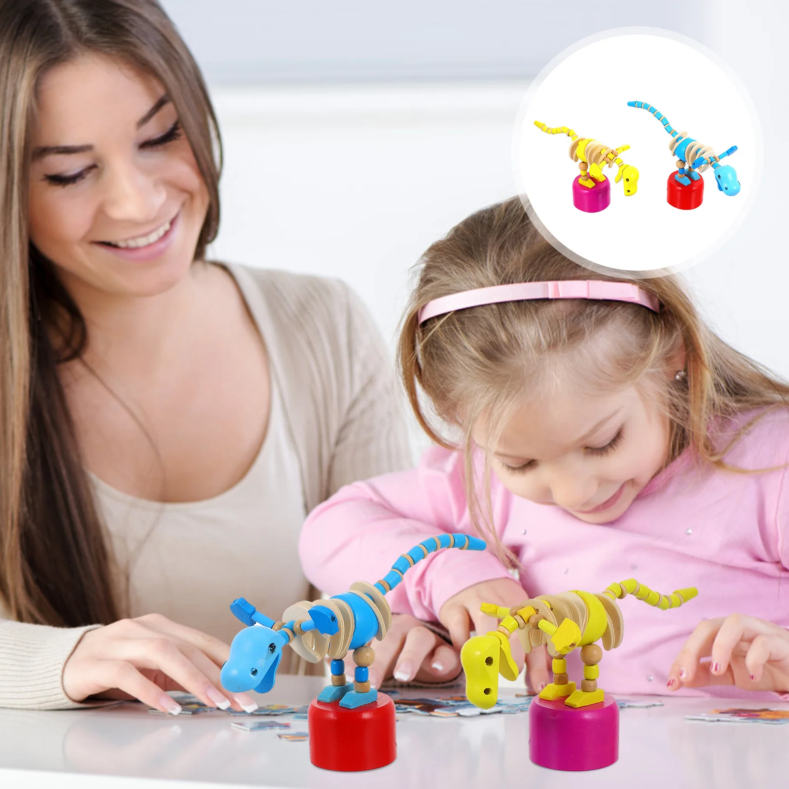 

Toy Push Wooden Finger Puppets Wood Animal Cartoon Puppet Kids Animals Base Pressdinosaur Toys Dance Fingers Children Figurines
