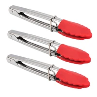 small tongs with silicone tips 7 inch kitchen tongs %e2%80%93 set of 3 perfect for serving food cooking salad grilling red
