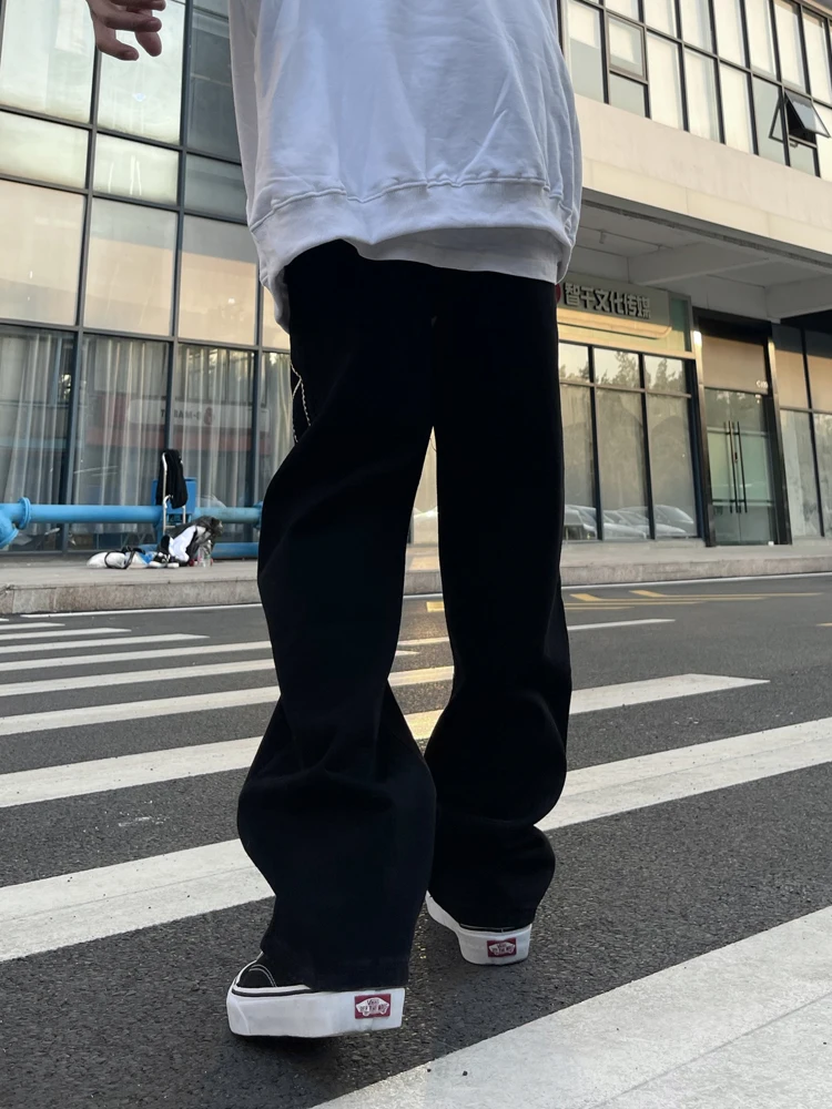 Y2K Men's Korean Casual Brand Clothing Hip -hop H Denim Trousers Gothic Rock Straight Pants Street Clothing Men's Clothing Denim