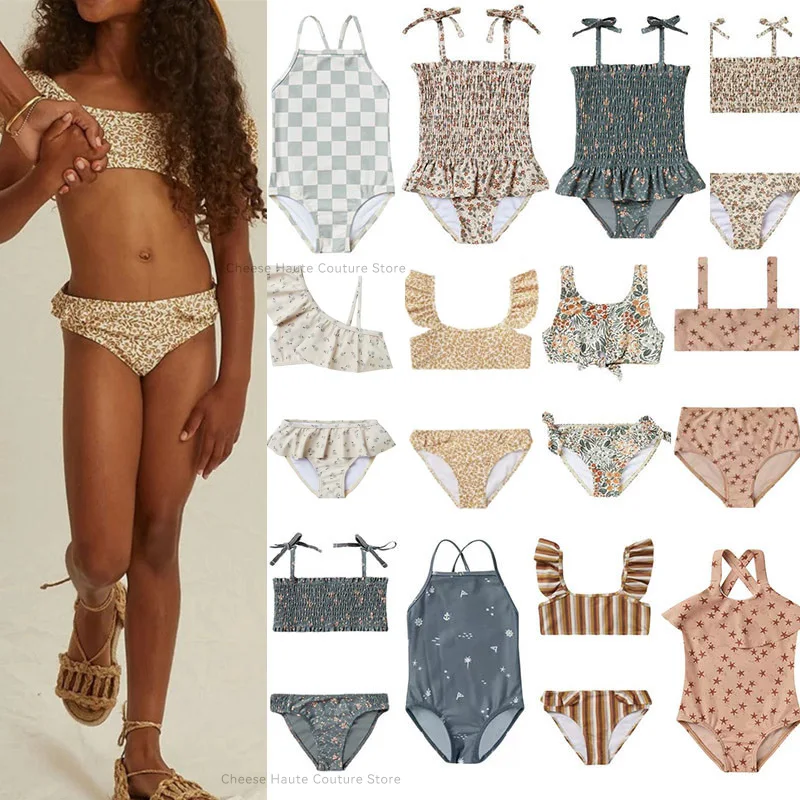 Летние Купальники RC для маленьких девочек бикини и цельный комплект брендовые