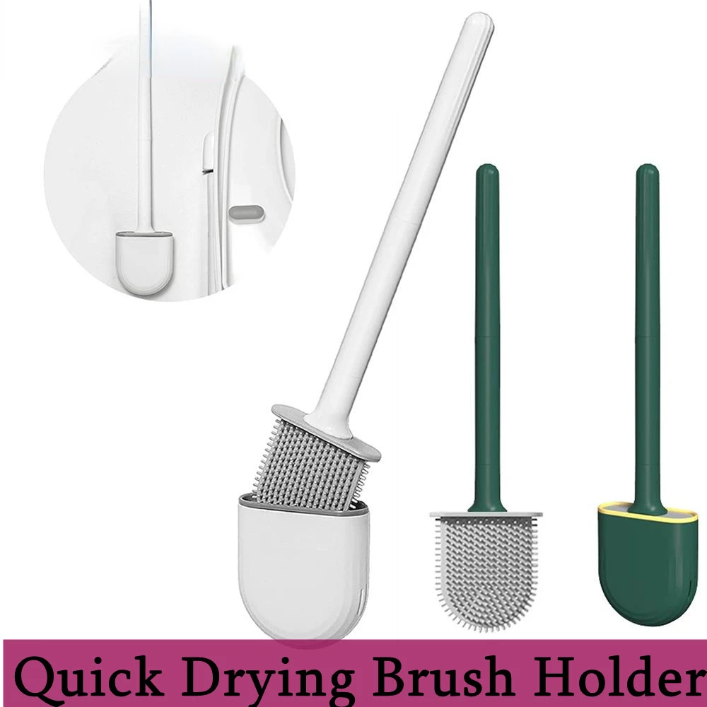

Breathable Toilet Brush With Base Silicone Long Handled Black Toilet Cleaner Brush Wall Mounted Wc Toilet Bathroom Accessories